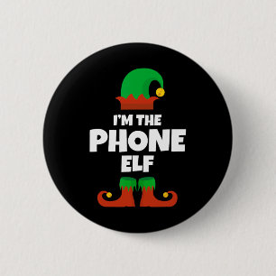 Badge Rond 5 Cm Je suis le téléphone elf famille pyjama Noël drôle