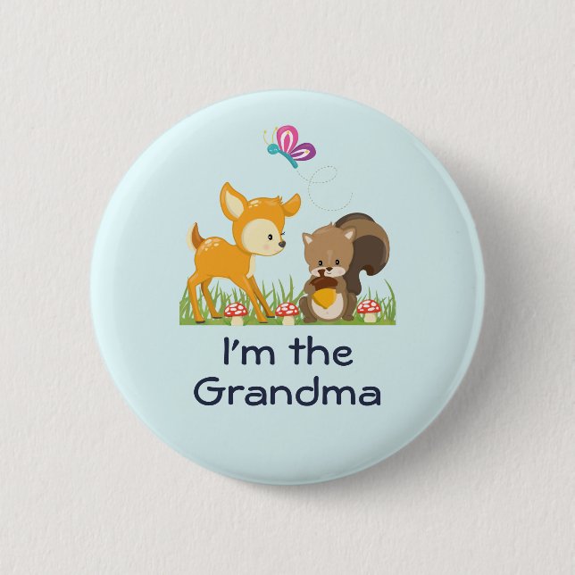 Badge Rond 5 Cm Je suis les animaux de la Forêt de Grande-mère (Devant)
