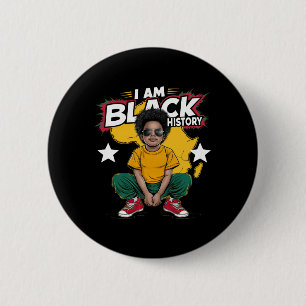 Badge Rond 5 Cm Je suis l'histoire noire Roi noir Sungles Enfants