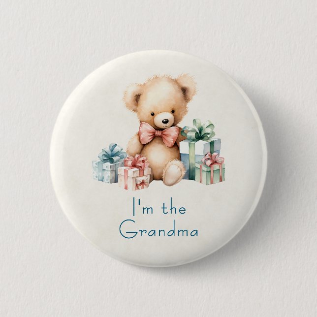 Badge Rond 5 Cm Je suis l'ours mignonne en peluche de grand-mère (Devant)