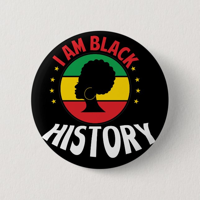 Badge Rond 5 Cm Je Suis Noir Histoire Africaine Américaine Black P (Devant)