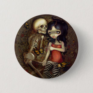 Badge Rond 5 Cm "Je suis presque avec vous" bouton