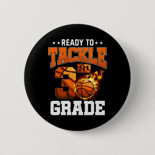 Badge Rond 5 Cm Je suis prêt à attaquer le basket-ball de 3e année
