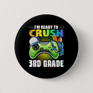 Badge Rond 5 Cm Je suis prêt à écraser la vidéo de rentrée scolair