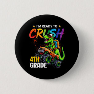 Badge Rond 5 Cm Je suis prêt à écraser le camion monstre dinosaure