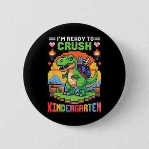 Badge Rond 5 Cm Je suis prêt à écraser le garçon gamer dinosaure d