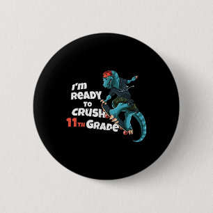 Badge Rond 5 Cm Je suis prêt à écraser le skateboard dinosaure de 