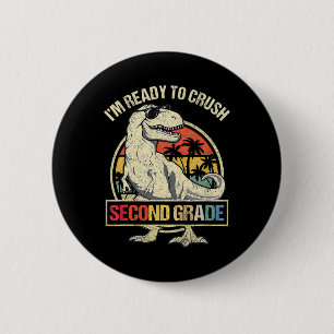 Badge Rond 5 Cm Je suis prêt à écraser le T Rex dinosaure de 2e an