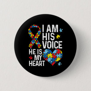 Badge Rond 5 Cm Je Suis Sa Voix Il Est Mon Coeur Sensibilisation s