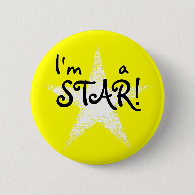 Badge Rond 5 Cm Je suis STAR ! | jaune (Devant)