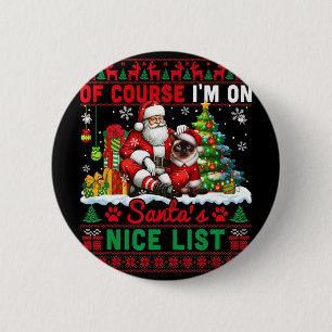 Badge Rond 5 Cm Je suis sur Père Noël Xmas Nice Liste Sweater Père