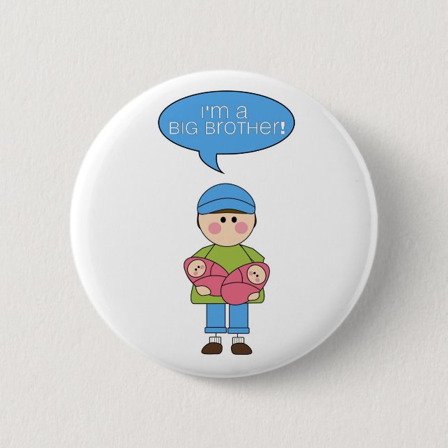 Badge Rond 5 Cm je suis un bouton de frère (soeurs jumelles) (Devant)