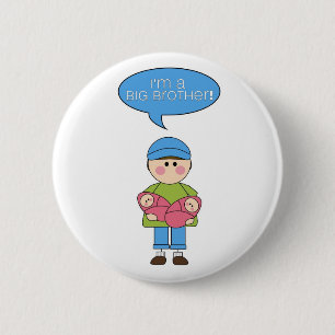Badge Rond 5 Cm je suis un bouton de frère (soeurs jumelles)