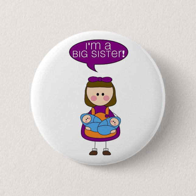 Badge Rond 5 Cm je suis un bouton de grande soeur (garçons (Devant)