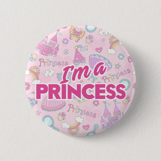 Badge Rond 5 Cm Je suis un bouton Princesse (Devant)