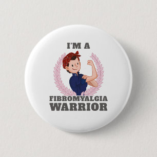 Badge Rond 5 Cm Je suis un cadeau de Fibromyalgia Warrior FM Aware