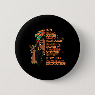 Badge Rond 5 Cm Je suis un enfant noir fille africaine magique his