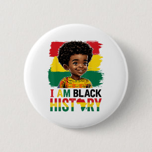 Badge Rond 5 Cm Je suis un garçon afro d'histoire noire Prince Lit