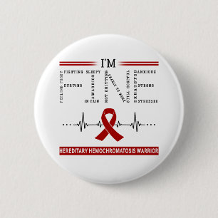 Badge Rond 5 Cm Je suis un guerrier de l'hémochromatose héréditair
