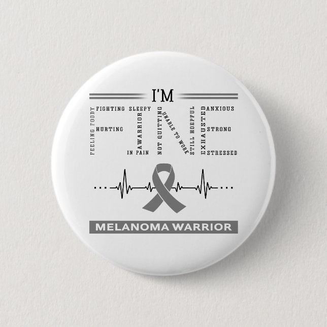 Badge Rond 5 Cm Je suis un guerrier de Melanoma (Devant)