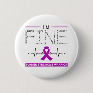 Badge Rond 5 Cm Je suis un guerrier du syndrome de Turner