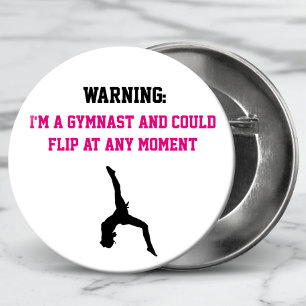 Badge Rond 5 Cm Je suis un Gymnaste Magenta Gymnastique amusant Ci