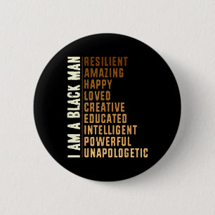 Badge Rond 5 Cm Je Suis Un Homme Noir - Noir Histoire Mois Hommes