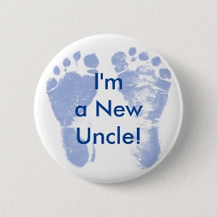 Badge Rond 5 Cm Je suis un nouvel oncle ! Bouton de pieds de béb