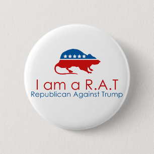 Badge Rond 5 Cm Je suis un R.A.T : Républicain contre Trump