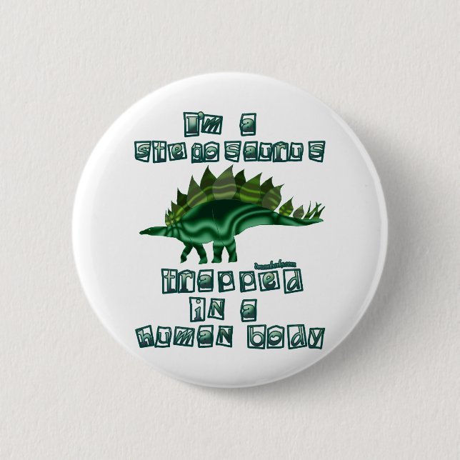 Badge Rond 5 Cm Je suis un Stegosaurus (Devant)