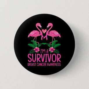 Badge Rond 5 Cm Je suis un survivant Flamant rose de sensibilisati