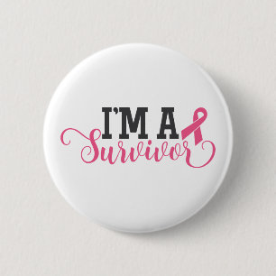 Badge Rond 5 Cm Je suis un survivant  Sensibilisation au cancer du