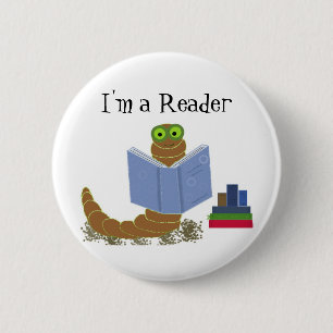 Badge Rond 5 Cm Je suis un ver de livre lecteur