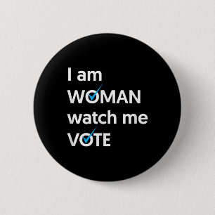 Badge Rond 5 Cm Je Suis Une Femme Me Regarder Vote 2024 Vague Bleu