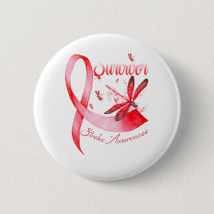 Badge Rond 5 Cm Je suis une libellule de survivant Red Ribbon Stro