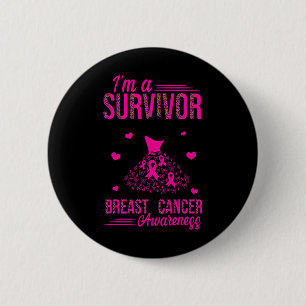 Badge Rond 5 Cm Je suis une survivante rose Ruban femmes cancer du