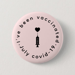Badge Rond 5 Cm Je suis vacciné   Sécurité cœur rose mignon