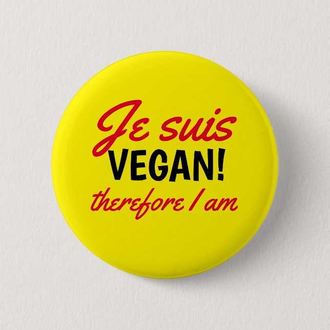 Badge Rond 5 Cm Je Suis Vegan Text Yellow (Devant)
