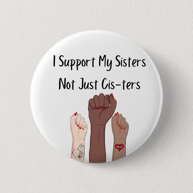 Badge Rond 5 Cm Je Supporte Mes Soeurs Pas Seulement Cis-ters Bout (Devant)