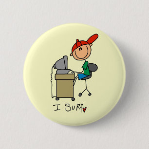 Badge Rond 5 Cm Je surfe sur le web Tshirts et cadeaux