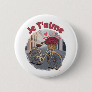 Badge Rond 5 Cm Je T’aime Paris Citation de l'amour de la Saint-Va