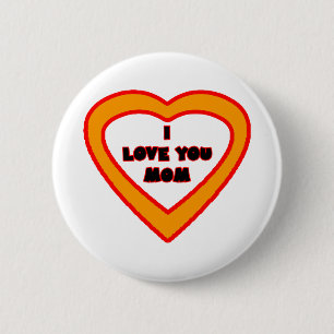 Badge Rond 5 Cm Je t'aime coeur orange de MAMAN le GIF de Zazzle d