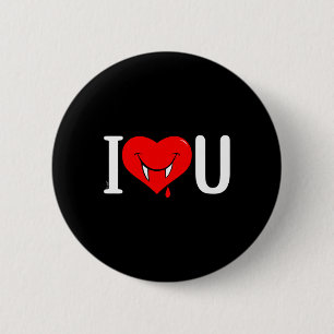 Badge Rond 5 Cm Je t'aime cœur saignant souriant avec des crocs
