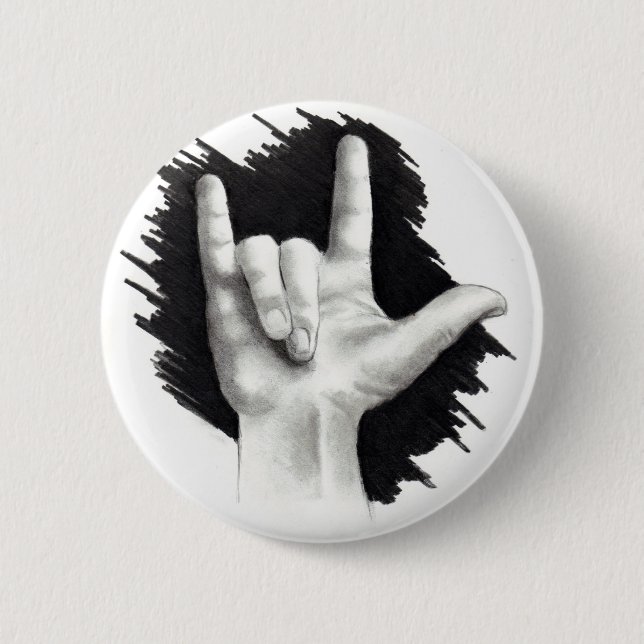 BADGE ROND 5 CM JE T'AIME DANS ASL #2 (Devant)