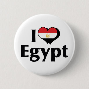 Badge Rond 5 Cm Je T'aime Drapeau de l'Égypte