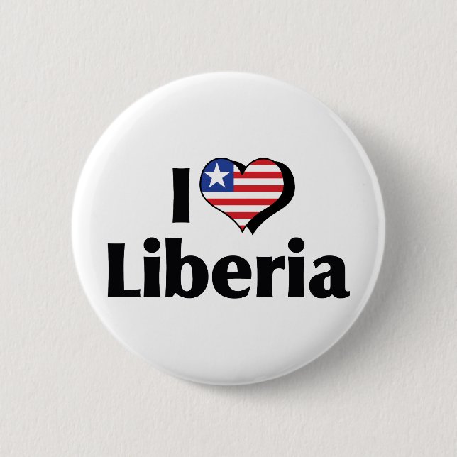 Badge Rond 5 Cm Je T'aime Drapeau du Libéria (Devant)