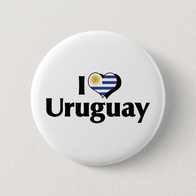 Badge Rond 5 Cm Je T'aime Drapeau Uruguay (Devant)