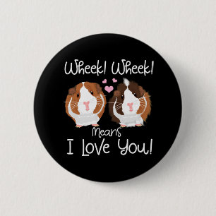 Badge Rond 5 Cm Je T'Aime Guinée Cochon Cavy Roddent