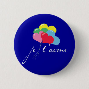 Badge Rond 5 Cm Je' taime (I love you)