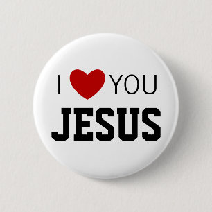 Badge Rond 5 Cm Je t'aime Jésus Coeur de foi chrétienne moderne
